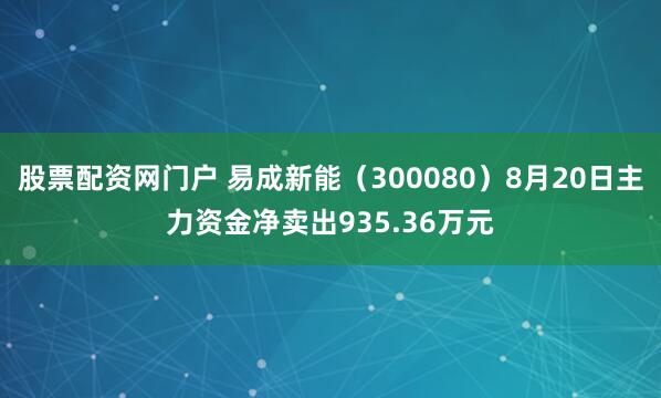 股票配资网门户 易成新能（300080）8月20日主力资金净卖出935.36万元
