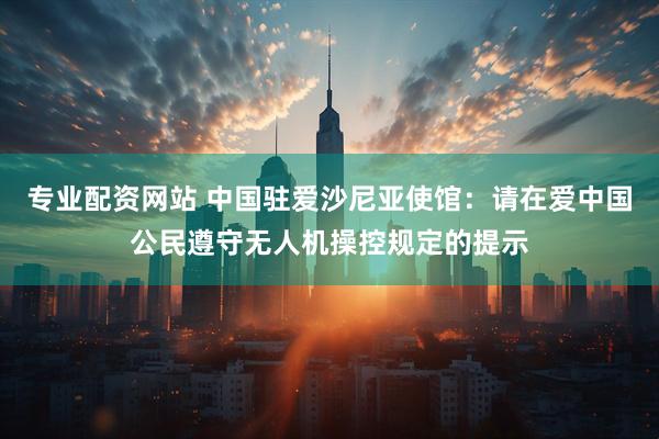 专业配资网站 中国驻爱沙尼亚使馆：请在爱中国公民遵守无人机操控规定的提示